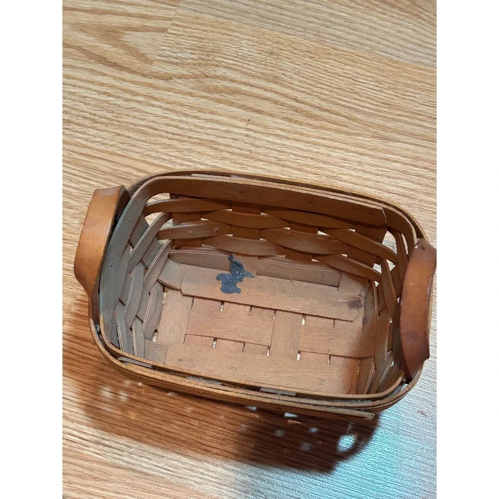 Longaberger 1993 Handwoven Rectangular Basket with Leather Handles Dresden Ohio‎